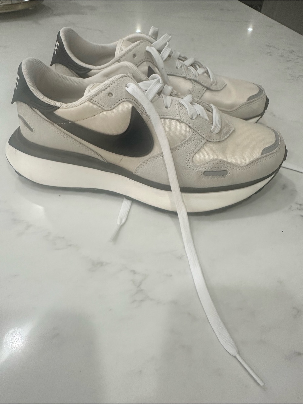 Nike Women’s Cream and Black Retro-Style Sneakers
